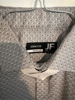 jf j.ferrar Light Gray Dotted Stretch Dress Shirt